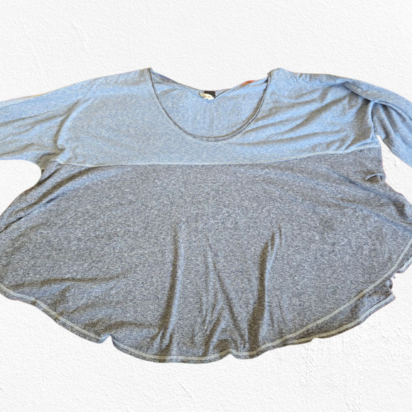 We the Free Blue Grey Cloud Nine Sleeve Peplum Hem Oversized Blouse Size Medium - Picture 4 of 12